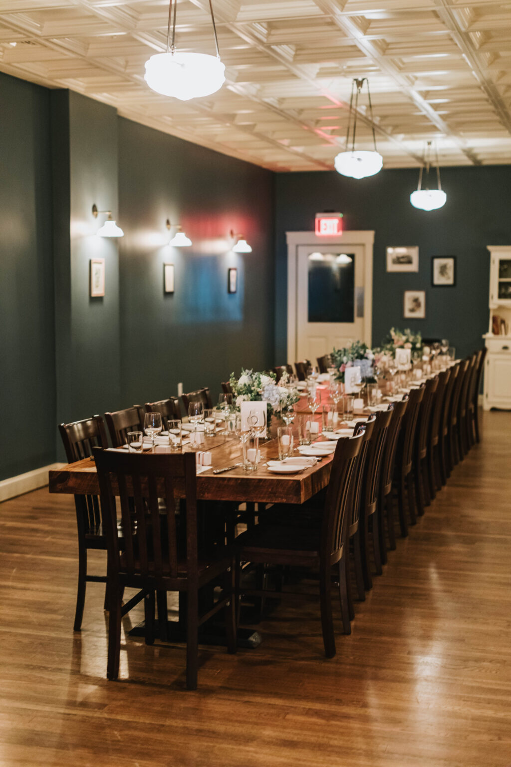 A brown dinning table at Puritan & Co.
