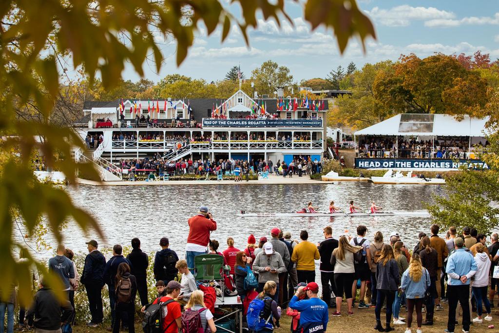 People watching the Head of the Charles Regatta.