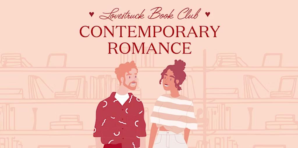 Two people smiling at each other below the words, "Contemporary Romance."