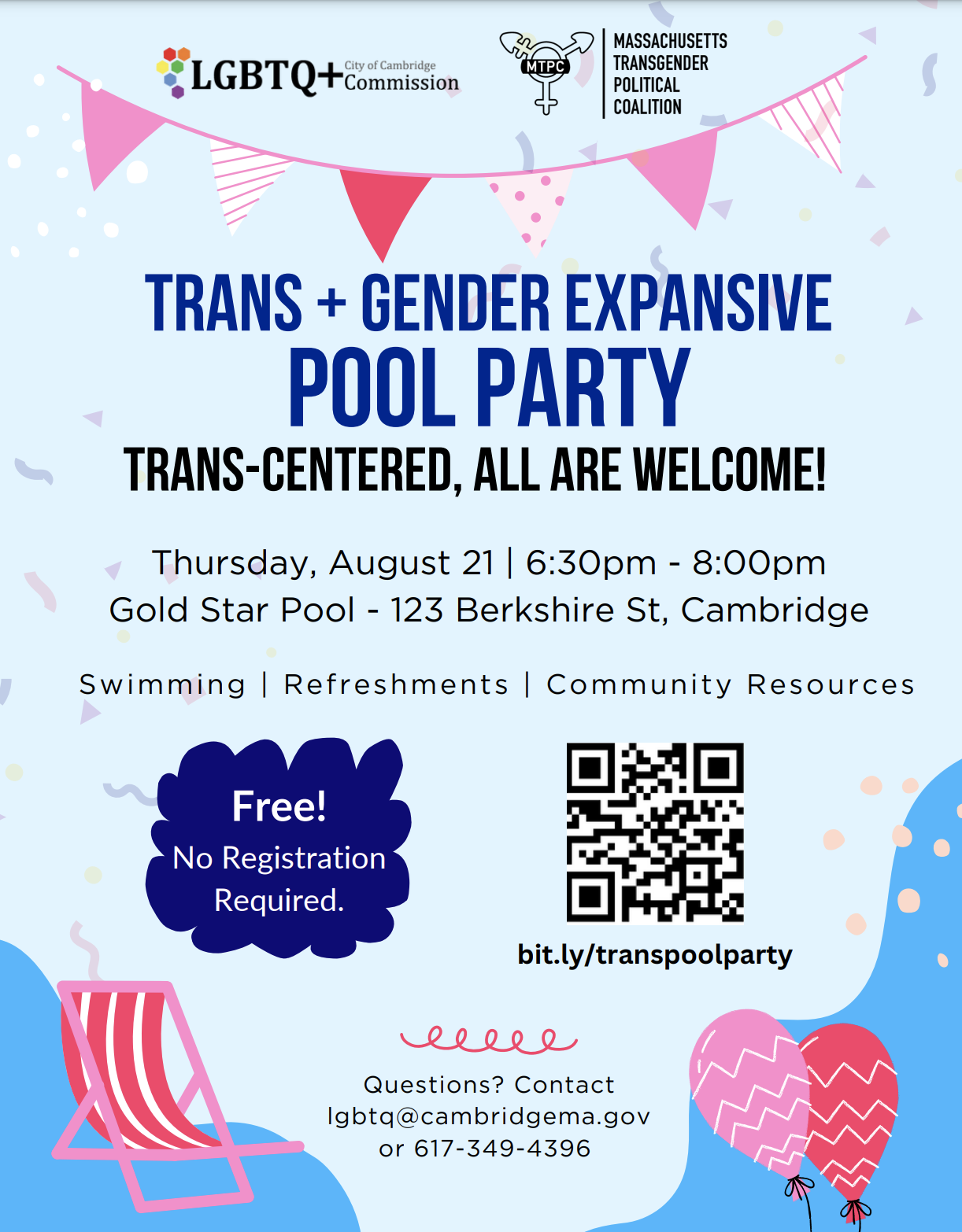 Trans pool party flyer